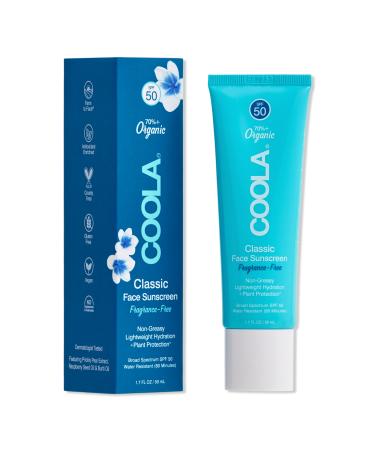 COOLA Organic Classic Face Sunscreen SPF 50 Fragrance-Free