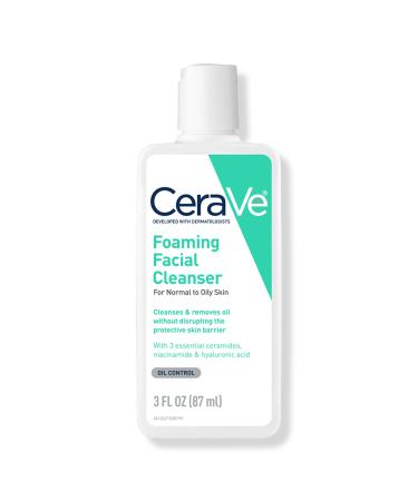 CeraVe Travel Size Foaming Facial Cleanser for Balanced to Oily Skin 3.0 oz