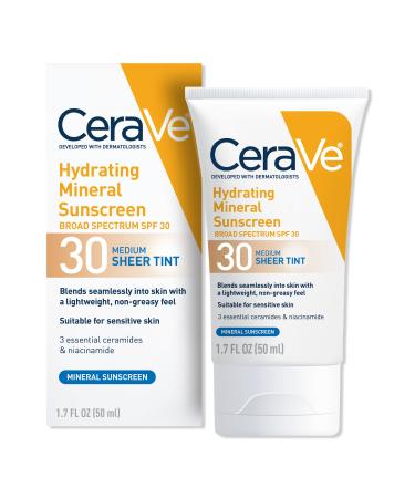 CeraVe Hydrating Mineral Sunscreen Face Lotion with Sheer Tint SPF 30 1.7 oz