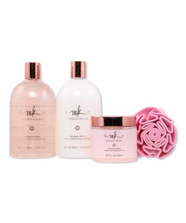 MANNA KADAR BEAUTY Pretty in Pink Champagne Scented 4 Piece Bath Set