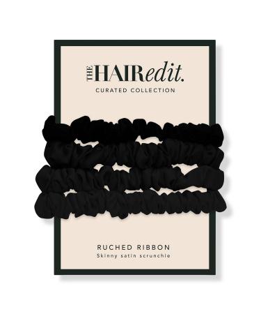 The Hair Edit Black Ruched Ribbon Scrunchies 4 ct