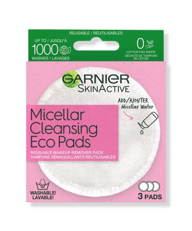 Garnier SkinActive Micellar Cleansing Eco Pads, Reusable, 3 Pack 3 ct