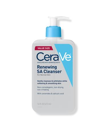 CeraVe Renewing SA Cleanser, Salicylic Acid Face Wash for Balanced Skin 16.0 oz