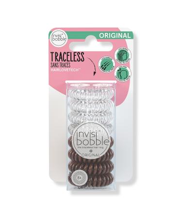 Invisibobble ORIGINAL MultiPack - Crystal Clear & Pretzel Brown 8 ct