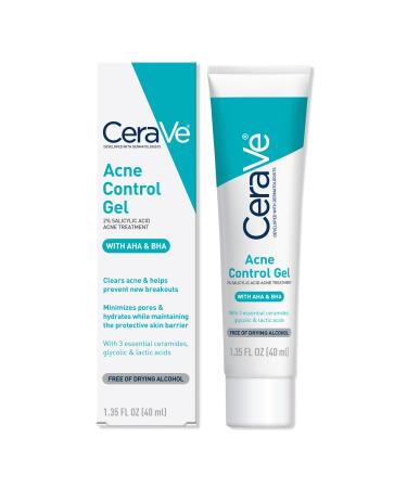 CeraVe Acne Control Gel Blemish Treatment with AHA & BHA for Acne Prone Skin 1.35 oz