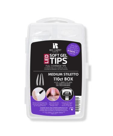 Red Carpet Manicure LED Soft Gel Medium Stiletto Nail Tips 110 ct