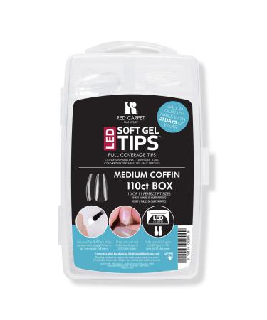 Red Carpet Manicure LED Soft Gel Medium Coffin Nail Tips 110 ct