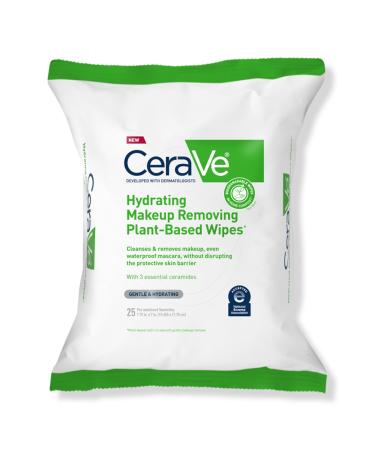 CeraVe Plant-Based Hydrating Makeup Removing Face Wipes for All Skin Types 25 ct