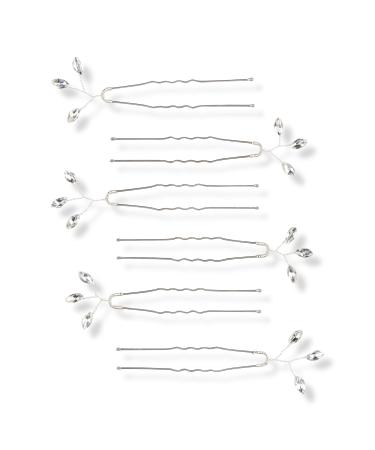 Scünci Silver & Rhinestone Hair Pins 6 ct