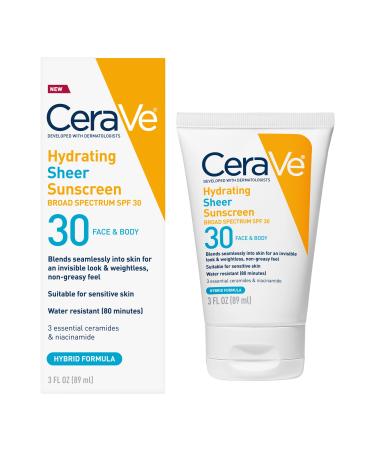 CeraVe Hydrating Sheer Sunscreen Face and Body Lotion with SPF 30 3.0 oz - Transform Your Style with the Best Innovation Today! - Buy Online on GoSupps.com