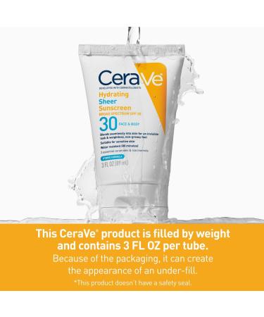 CeraVe Hydrating Sheer Sunscreen Face and Body Lotion with SPF 30 3.0 oz - Transform Your Style with the Best Innovation Today! - Buy Online on GoSupps.com