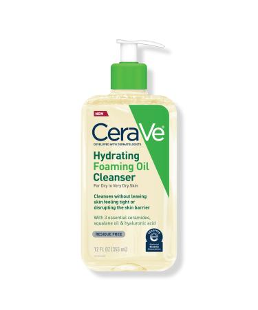 CeraVe Hydrating Foaming Oil Cleanser, Water-Based Face Wash for Dry Skin 12.0 oz