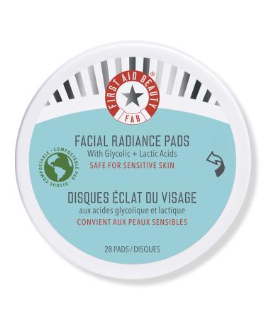 First Aid Beauty Travel Size Facial Radiance Pads with Glycolic + Lactic Acids 28 ct