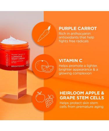 Andalou Naturals Brightening Purple Carrot + C Luminous Night Cream 1.7 oz - Discover Premium Quality Shop now! - Buy Online on GoSupps.com