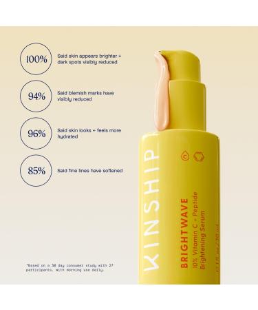 Kinship Brightwave 10% Vitamin C + Peptide Brightening Serum 1.0 oz - Transform Your Style with the Best Innovation Today! - Buy Online on GoSupps.com