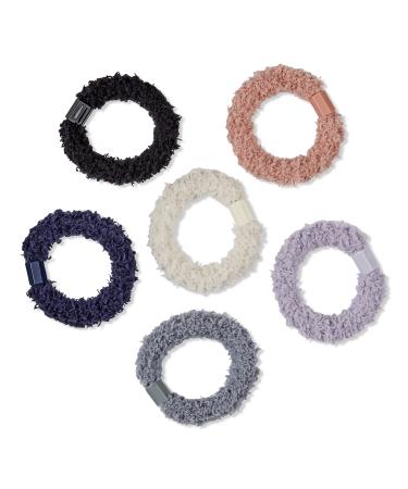 Scünci Prep Beaded Furry Ponytailers 6 ct