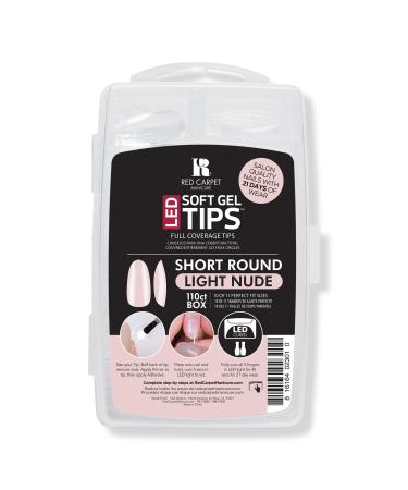 Red Carpet Manicure Soft Gel Short Round Light Nude Nail Tips 110 ct