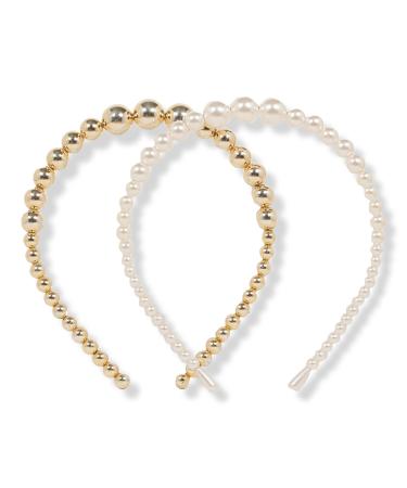 Locks & Mane Having a Ball Pearl & Gold Headbands