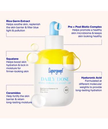 Discover Supergoop! Daily Dose Hydra-Ceramide Boost + SPF 40 Face Oil 1.0 oz - Elevate Your Style Instantly! - Buy Online on GoSupps.com