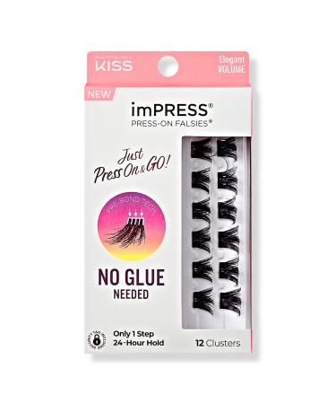 Kiss imPRESS Press-On Falsies Eyelash Clusters, Elegant Volume 12 ct