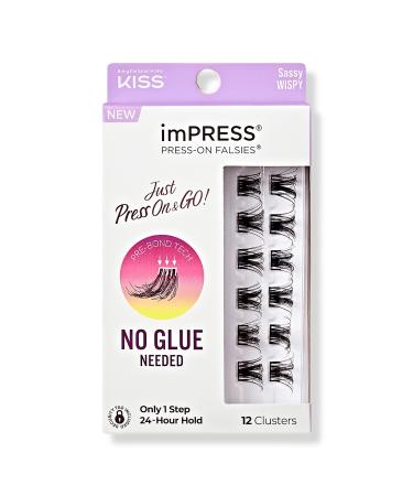 Kiss imPRESS Press-On Falsies Eyelash Clusters, Sassy Wispy 12 ct