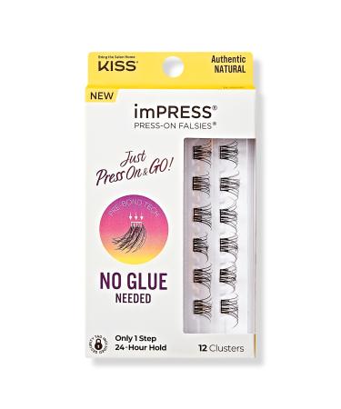 Kiss imPRESS Press-On Falsies Eyelash Clusters, Authentic Natural 12 ct
