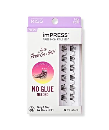 Kiss imPRESS Press-On Falsies Eyelash Clusters, Edgy Wispy 12 ct
