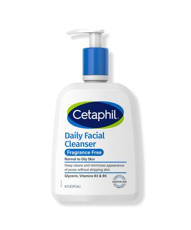 Cetaphil Daily Facial Cleanser Face Wash Fragrance Free for Sensitive Skin 16.0 oz