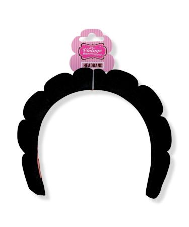 The Vintage Cosmetic Company Padded Black Velour Spa Headband