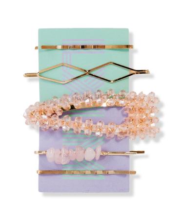 Locks & Mane 'The Sarah' Rose Quartz Barrette Set