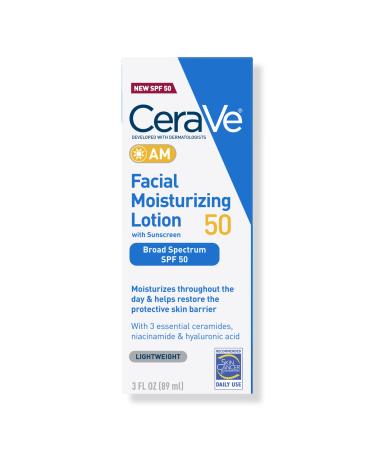 CeraVe AM Lotion Face Moisturizer with SPF 50 for Balanced to Oily Skin 3.0 oz