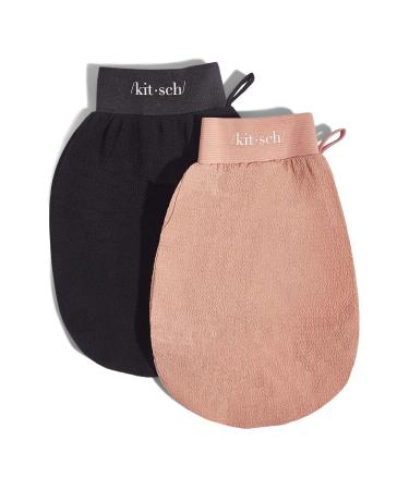 Kitsch Exfoliating Glove 2pc Set Black & Terracotta - Discover Premium Quality Shop now! - Buy Online on GoSupps.com
