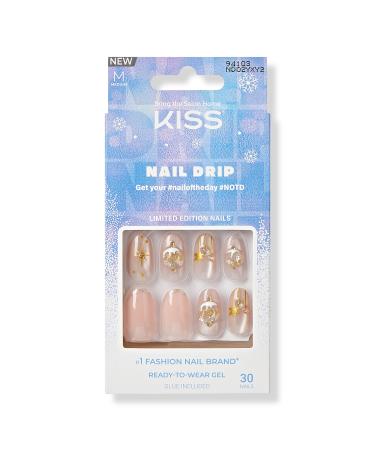 Kiss 24 Hours Nail Drip Holiday Press-On Nails with Glue 30 ct