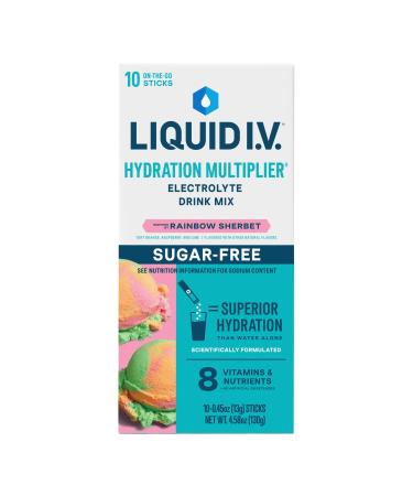 LIQUID I.V. Hydration Multiplier Electrolyte Drink Mix Sugar Free Rainbow Sherbet 10 ct - Transform Your Style with the Best Innovation Today! - Buy Online on GoSupps.com