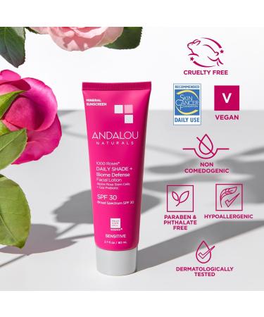 Andalou Naturals 1000 Roses Sensitive Daily Shade + Biome Defense Facial Lotion SPF 30 2.7 oz - Transform Your Style with the Best Innovation Today! - Buy Online on GoSupps.com