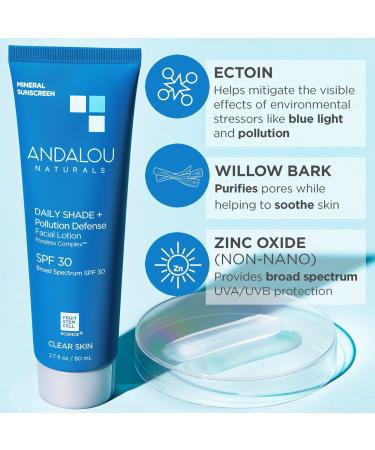 Discover Andalou Naturals Clear Skin Daily Shade Pollution Defense Mineral Sunscreen SPF 30 2.7 oz - Elevate Your Style Instantly! - Buy Online on GoSupps.com