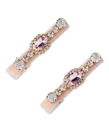 Scünci Wicked Pink Velvet-Wrapped Salon Clips With Stones 2 ct