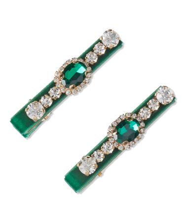 Scünci Wicked Green Velvet-Wrapped Salon Clips With Stones 2 ct