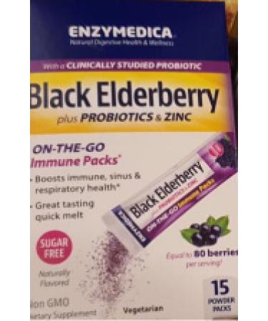 Enzymedica Black Elderberry Plus Probiotics & Zinc 15 Powder Packs