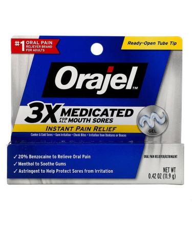Orajel Instant Pain Relief Gel 3X Medicated For All Mouth Sores 0.42 oz (11.9 g)