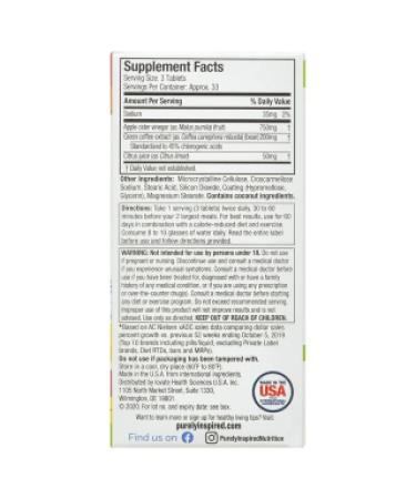 Purely Inspired Apple Cider Vinegar+ | 100 Easy-Swallow Veggie Tablets for Digestive Health - Buy Online on GoSupps.com