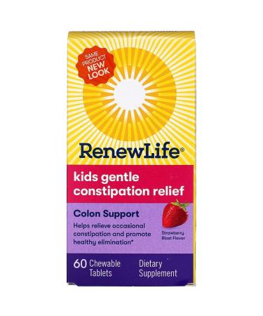 Renew Life Kids Gentle Constipation Relief Strawberry Blast Flavor 60 Chewable Tablets