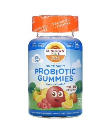 Sundown Naturals Kids Kids Probiotic Gummies Natural Pineapple Raspberry & Orange 2 Billion Live Cultures 30 Gummies