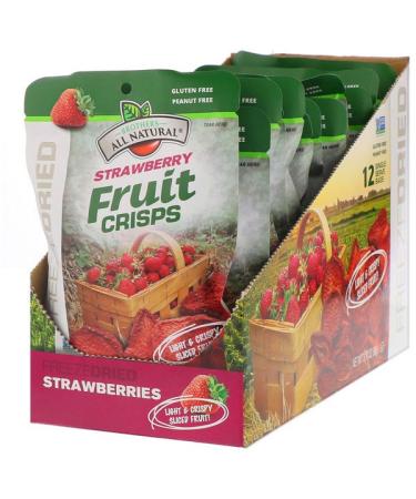 Brothers-All-Natural Freeze Dried - Fruit Crisps Strawberry  12 Single-Serve Bags 3.17 oz (90 g)