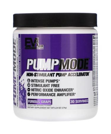 EVLution Nutrition PumpMode Non-Stimulant Pump Accelerator Furious Grape 6.14 oz (174 g)