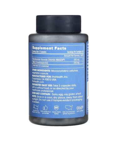 ProHealth Longevity Nicotinamide Riboside Pro 500 - 60 Capsules, 500mg, 250mg per Capsule - Buy Online on GoSupps.com