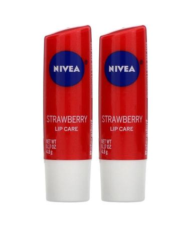 Nivea Lip Care Strawberry 2 Pack 0.17 oz (4.8 g) Each