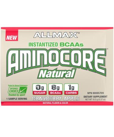 ALLMAX Nutrition AMINOCORE Natural Instantized BCAAs Cranberry Apple 10.5 g (0.37 oz)