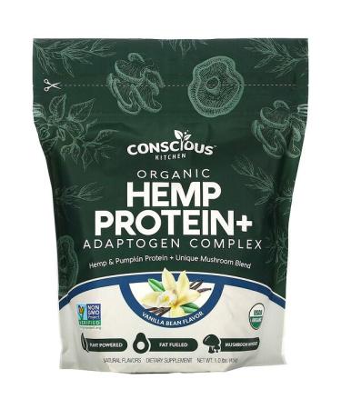 Conscious Kitchen Organic Hemp Protein+ Adaptogen Complex Vanilla Bean 1.0 lbs (454 g)