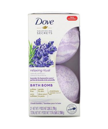 Dove Nourishing Secrets Bath Bombs Lavender and Chamomile Scent 2 Bath Bombs 2.8 oz (79 g) Each